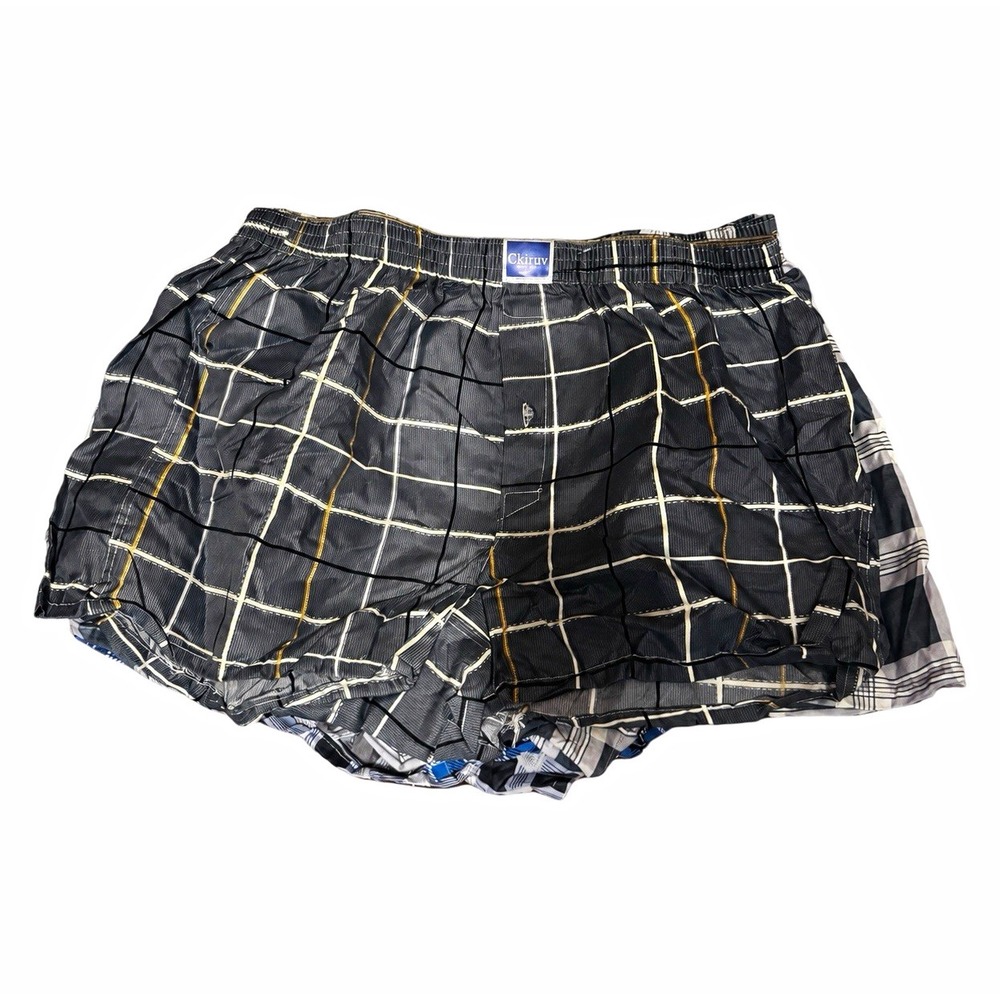 Ckiruv Men's XL Boxer Shorts Underwear 5-Pack Plaid Multicolor Polyester[C]